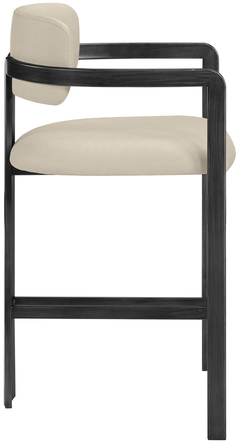 Veda Beige Vegan Leather Upholstered Counter Stool, 1 Piece (Style 2)