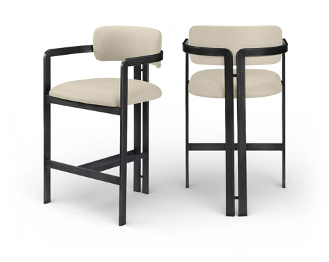 Veda Beige Vegan Leather Upholstered Counter Stool, 1 Piece (Style 2)