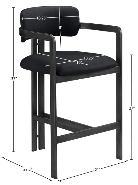 Veda Black Vegan Leather Upholstered Counter Stool, 1 Piece (Style 3)