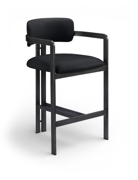 Veda Black Vegan Leather Upholstered Counter Stool, 1 Piece (Style 3)