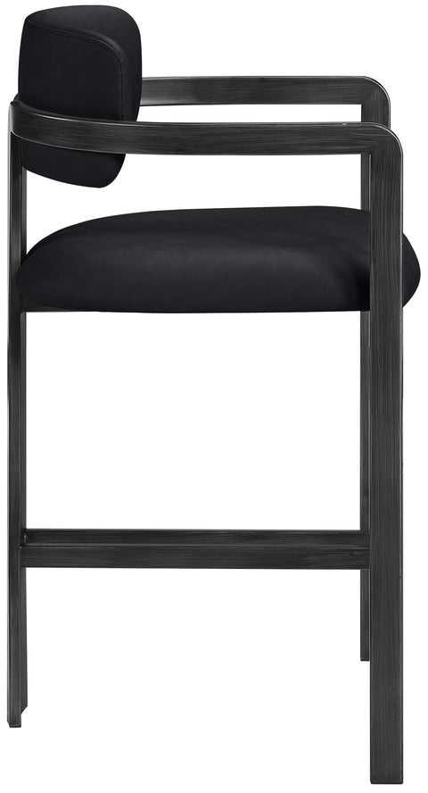 Veda Black Vegan Leather Upholstered Counter Stool, 1 Piece (Style 3)