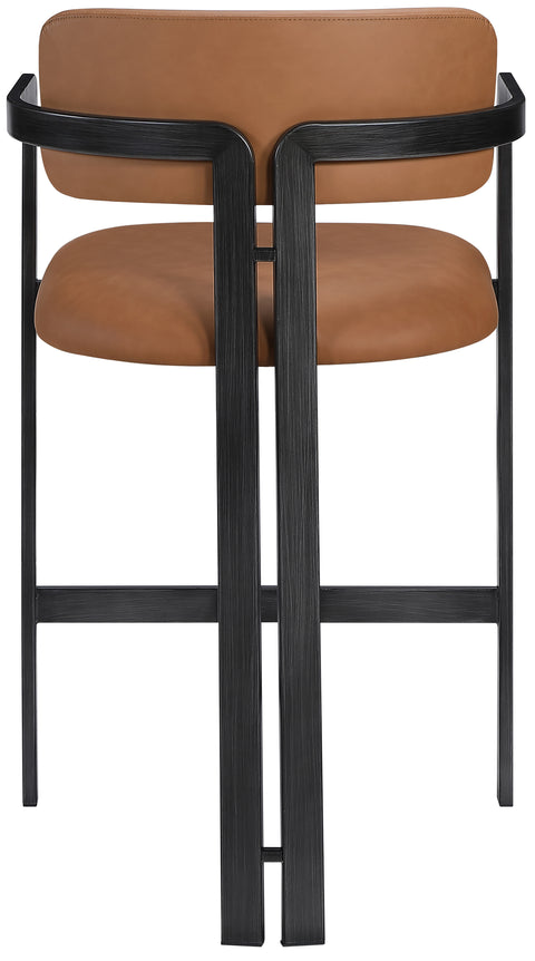 Veda Cognac Vegan Leather Upholstered Counter Stool, 1 Piece (Style 3)