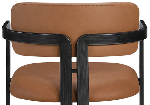 Veda Cognac Vegan Leather Upholstered Counter Stool, 1 Piece (Style 3)