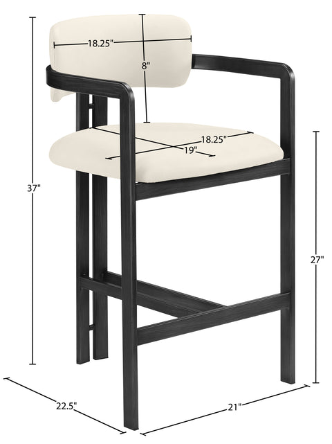 Veda Cream Vegan Leather Upholstered Counter Stool, 1 Piece (Style 5)