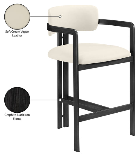 Veda Cream Vegan Leather Upholstered Counter Stool, 1 Piece (Style 5)
