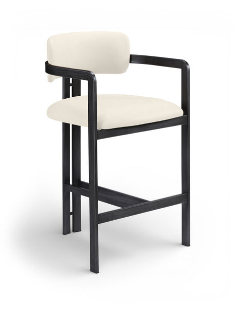 Veda Cream Vegan Leather Upholstered Counter Stool, 1 Piece (Style 5)