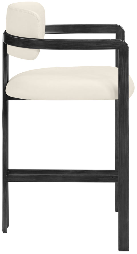 Veda Cream Vegan Leather Upholstered Counter Stool, 1 Piece (Style 5)