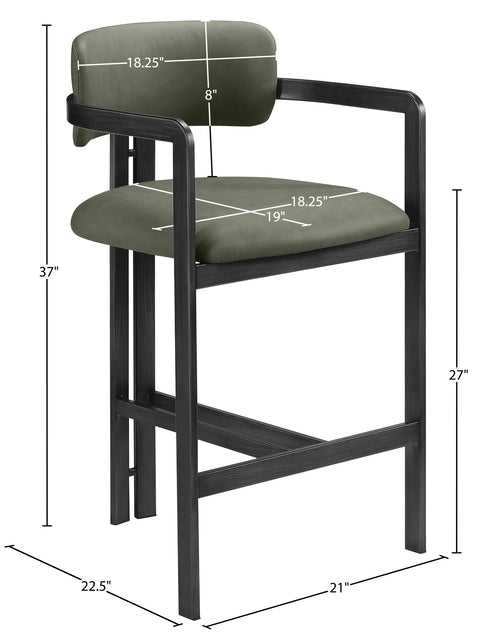 Veda Green Vegan Leather Upholstered Counter Stool, 1 Piece