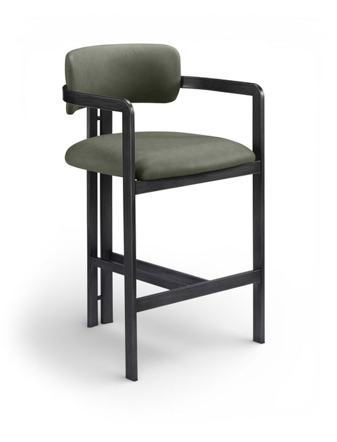 Veda Green Vegan Leather Upholstered Counter Stool, 1 Piece