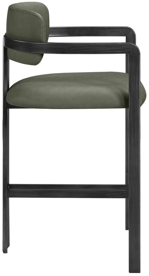 Veda Green Vegan Leather Upholstered Counter Stool, 1 Piece