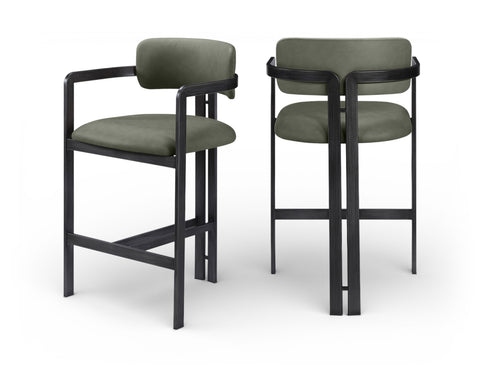 Veda Green Vegan Leather Upholstered Counter Stool, 1 Piece