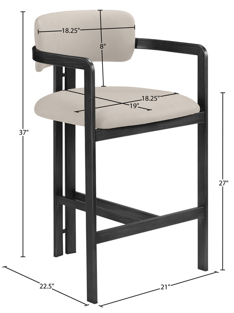 Veda Taupe Vegan Leather Upholstered Counter Stool, 1 Piece