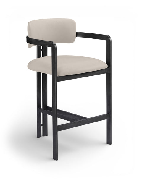 Veda Taupe Vegan Leather Upholstered Counter Stool, 1 Piece