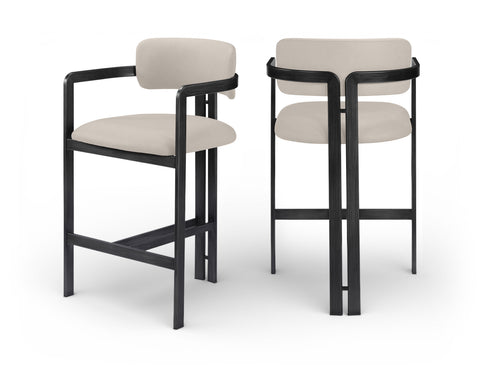Veda Taupe Vegan Leather Upholstered Counter Stool, 1 Piece