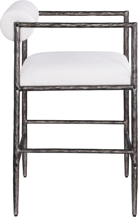Hadley Cream Linen Textured Fabric Upholstered Counter Stool, 2-Piece
