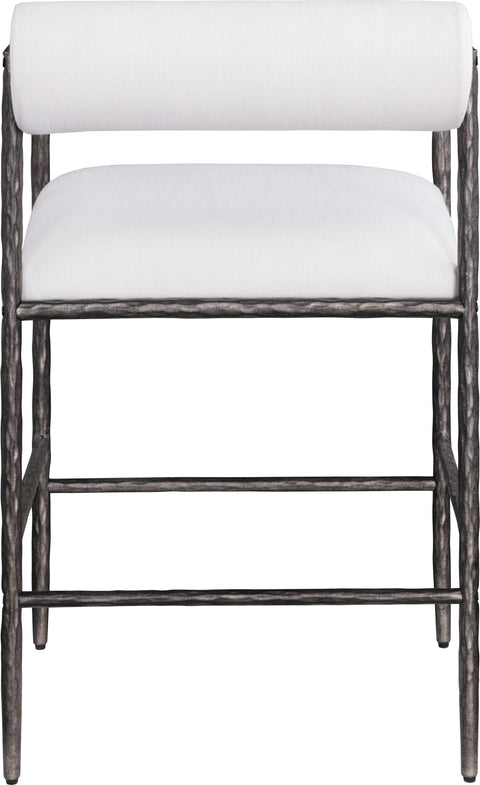 Hadley Cream Linen Textured Fabric Upholstered Counter Stool, 2-Piece