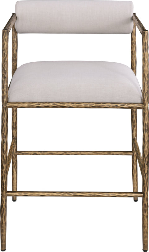Hadley Beige Linen Textured Fabric Upholstered Counter Stool, 2-Piece (Style 2)