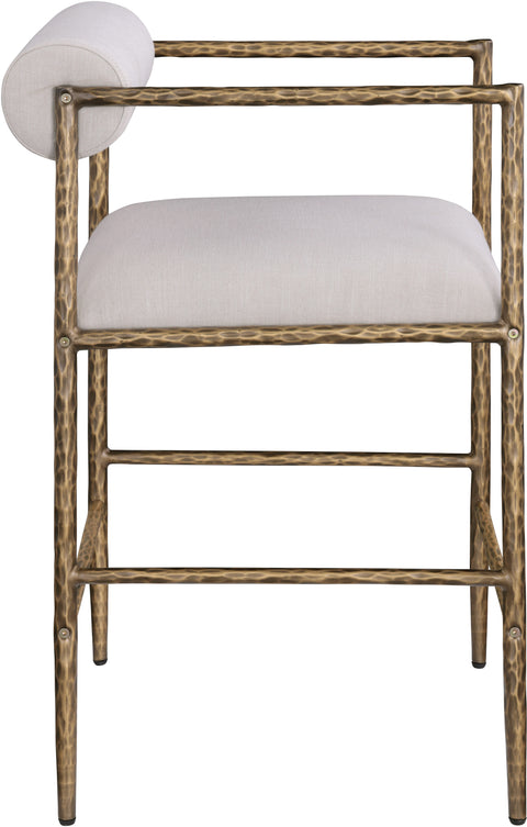 Hadley Beige Linen Textured Fabric Upholstered Counter Stool, 2-Piece (Style 2)