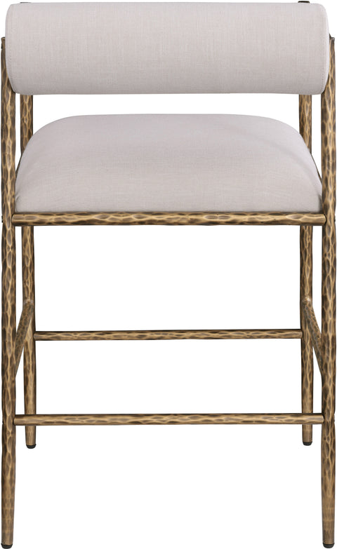 Hadley Beige Linen Textured Fabric Upholstered Counter Stool, 2-Piece (Style 2)
