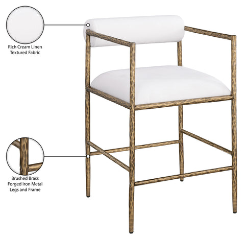Hadley Cream Linen Textured Fabric Upholstered Counter Stool, 2-Piece (Style 2)