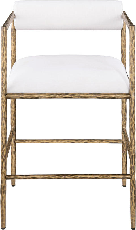 Hadley Cream Linen Textured Fabric Upholstered Counter Stool, 2-Piece (Style 2)