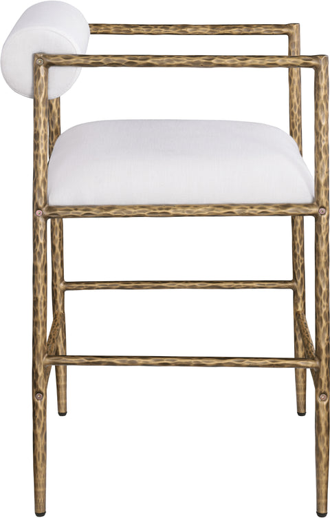 Hadley Cream Linen Textured Fabric Upholstered Counter Stool, 2-Piece (Style 2)