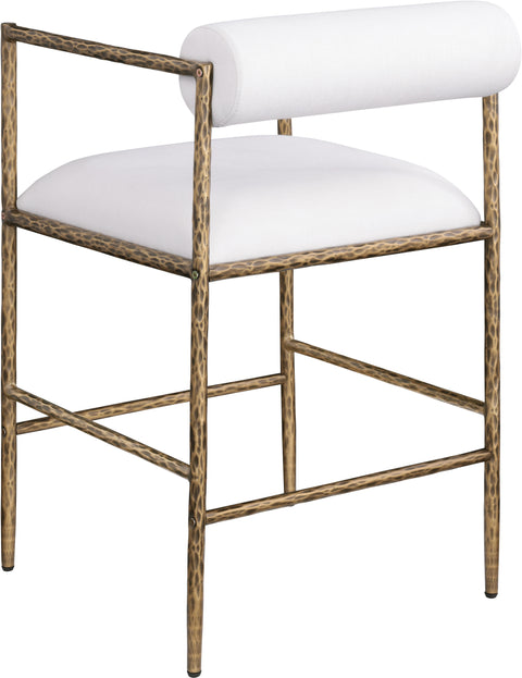 Hadley Cream Linen Textured Fabric Upholstered Counter Stool, 2-Piece (Style 2)