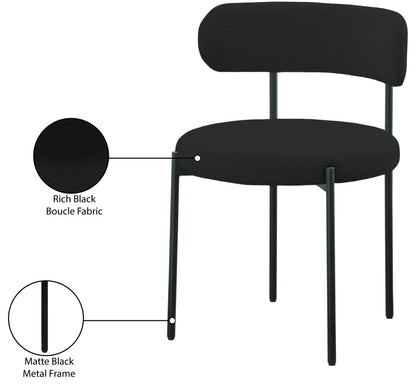 Cylinder Black Boucle Fabric Dining Chair C