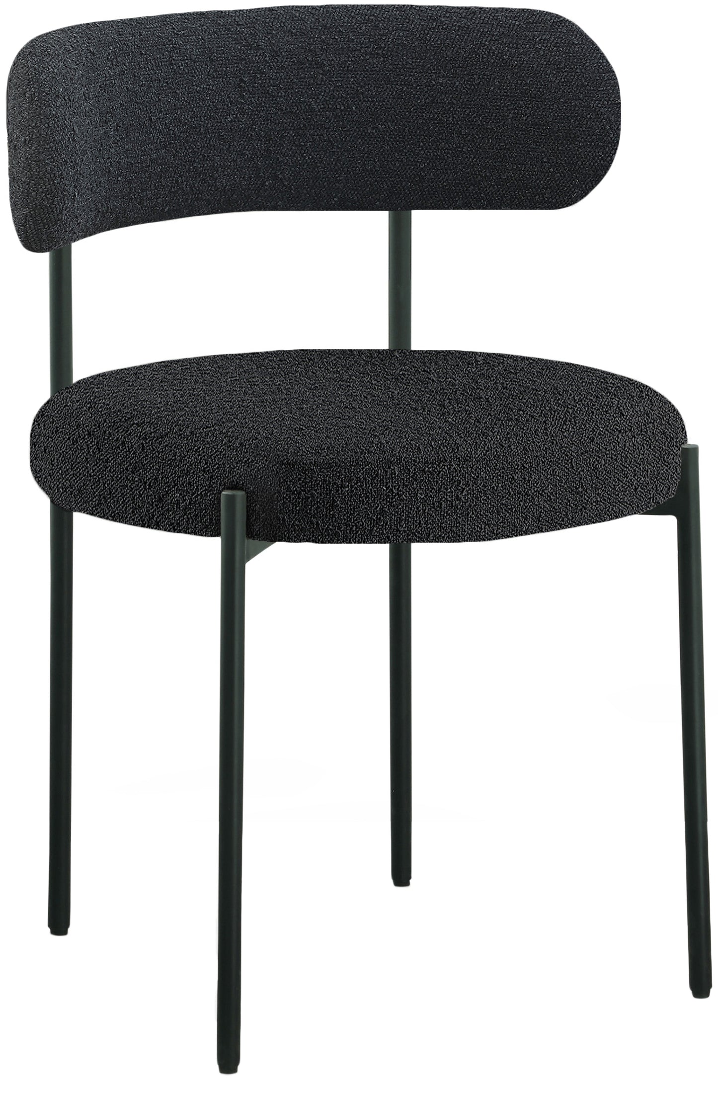 maui black boucle fabric dining chair