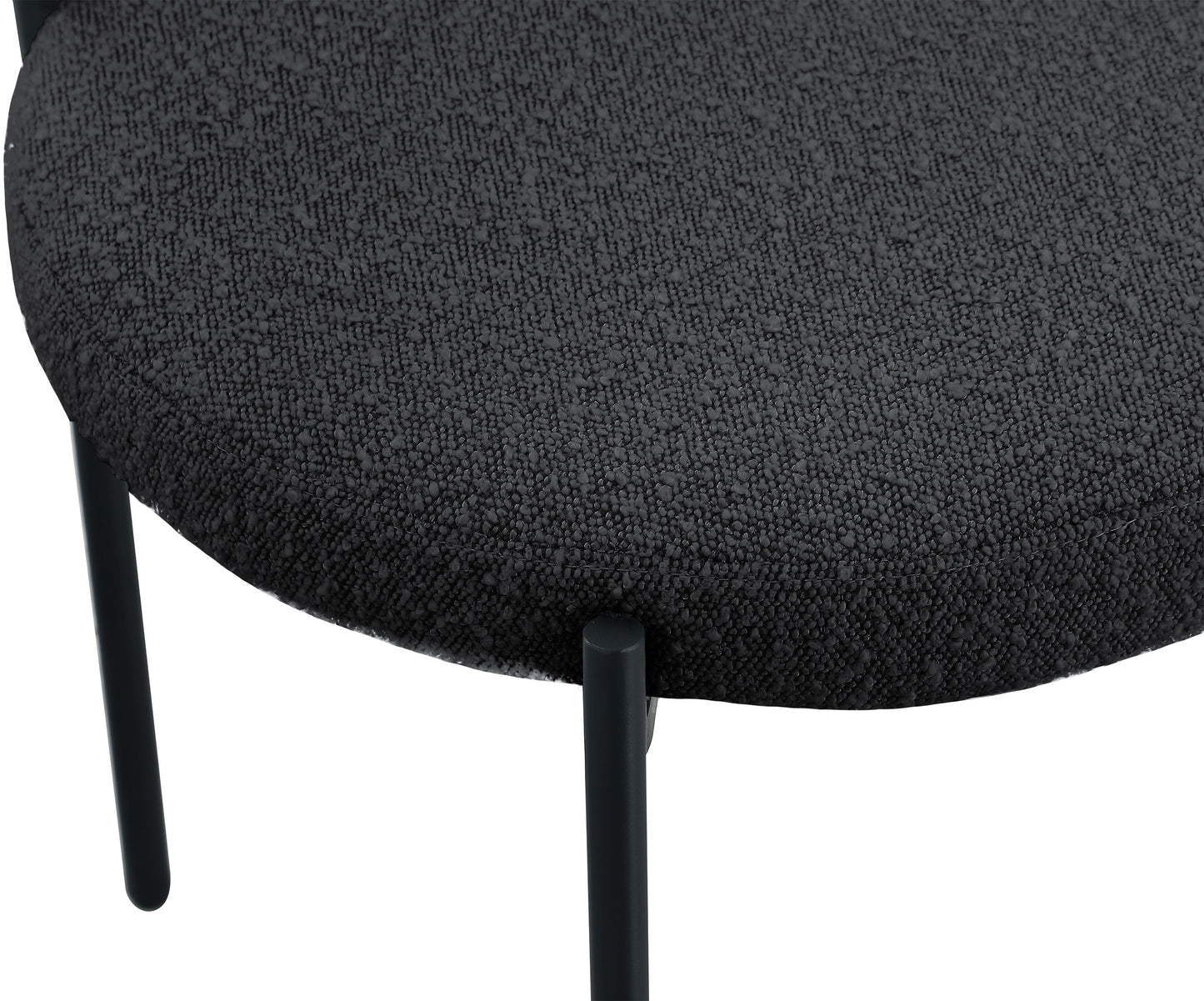 cylinder black boucle fabric dining chair c