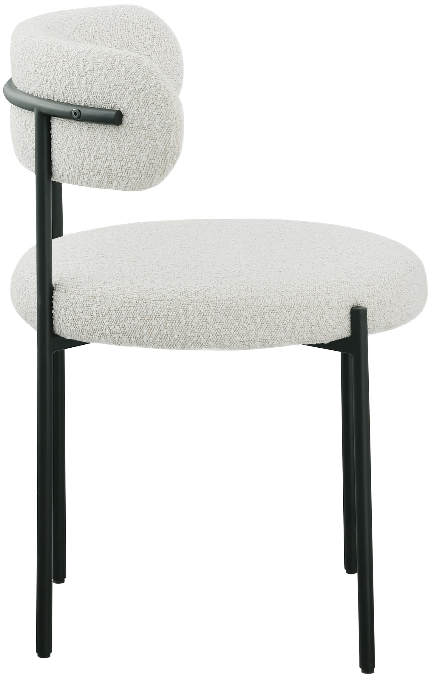 cylinder cream boucle fabric dining chair c