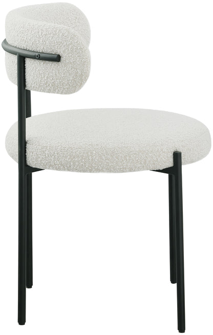 Cylinder Cream Boucle Fabric Dining Chair C