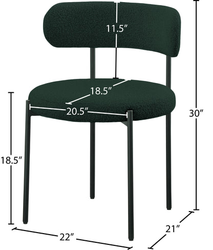 Cylinder Green Boucle Fabric Dining Chair C