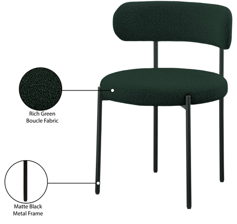 Cylinder Green Boucle Fabric Dining Chair C