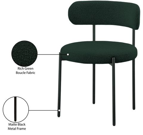 Maui Green Boucle Fabric Dining Chair