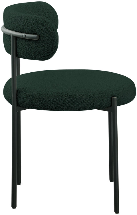 Cylinder Green Boucle Fabric Dining Chair C