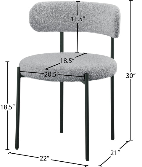 Cylinder Grey Boucle Fabric Dining Chair C