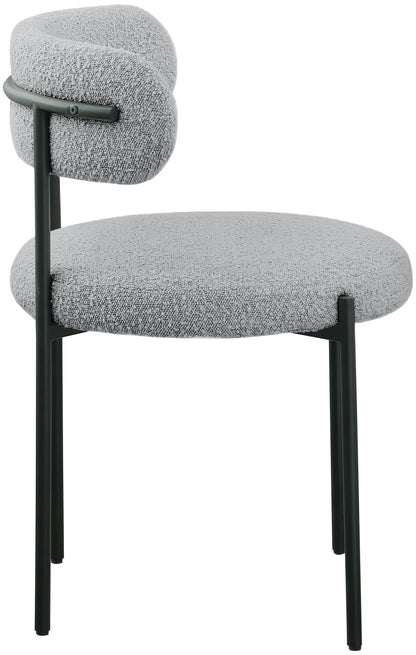 Cylinder Grey Boucle Fabric Dining Chair C