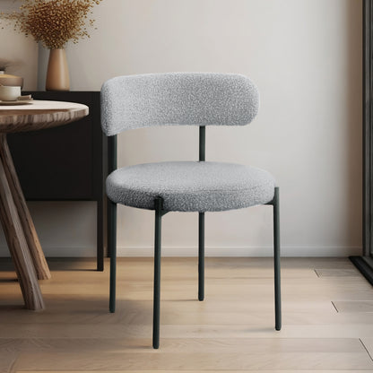 Cylinder Grey Boucle Fabric Dining Chair C