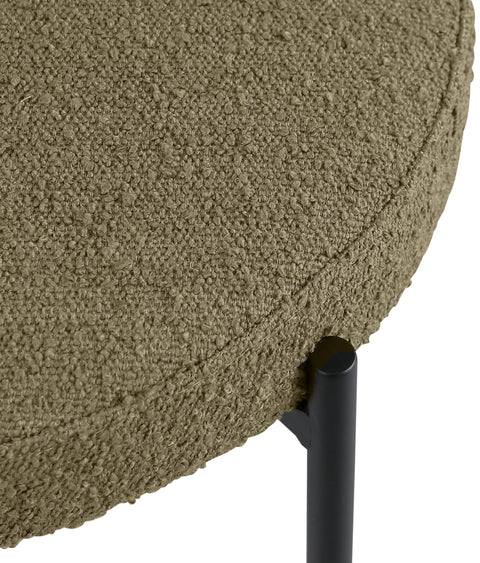 Cylinder Olive Green Boucle Fabric Dining Chair C