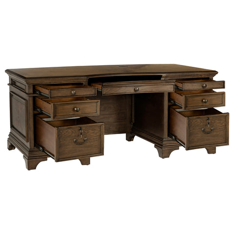 Pedro 72-inch 7-drawer Executive Desk Burnished OakBurnished Oak