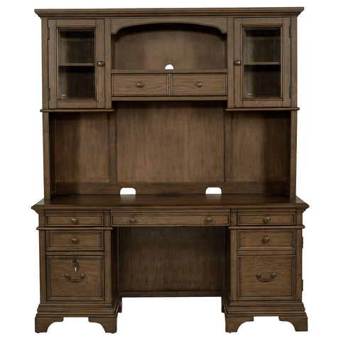 Pedro 66-inch 5-drawer Credenza with Hutch Burnished OakBurnished Oak