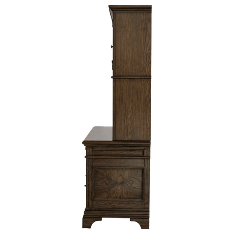 Pedro 66-inch 5-drawer Credenza with Hutch Burnished OakBurnished Oak