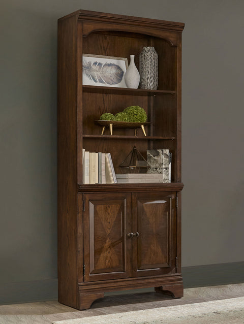 Pedro 78-inch 3-shelf Cabinet Bookcase Burnished OakBurnished Oak