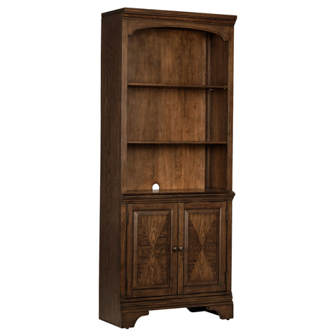 Pedro 78-inch 3-shelf Cabinet Bookcase Burnished OakBurnished Oak