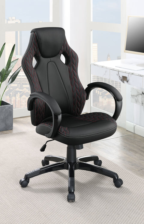 Hudson Upholstered Adjustable Home Office Desk Chair BlackBlack