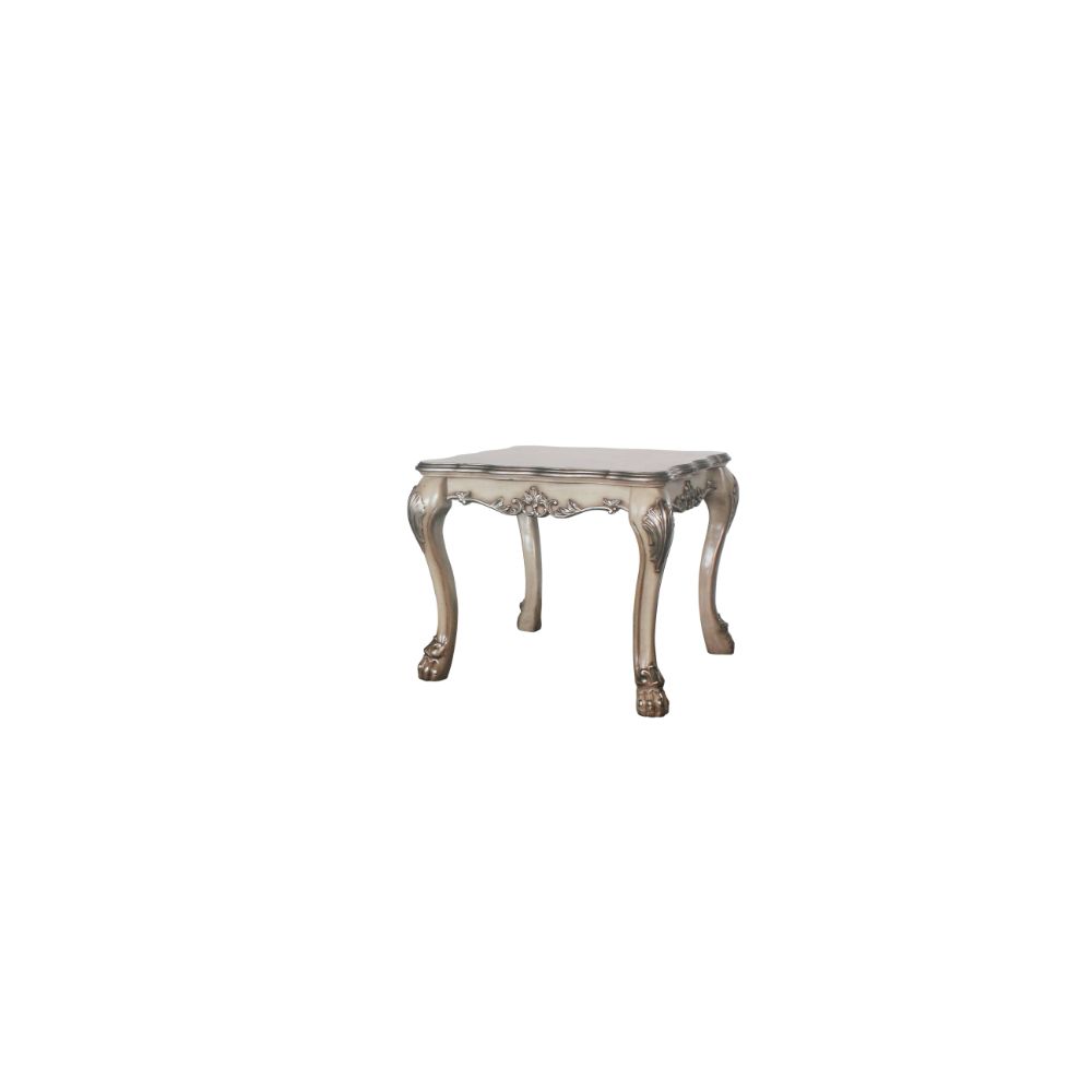 aditya end table, vintage bone white finish