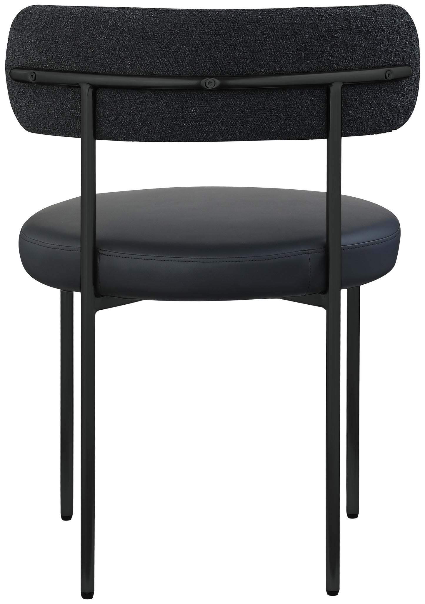 maui black vegan leather and boucle fabric dining chair