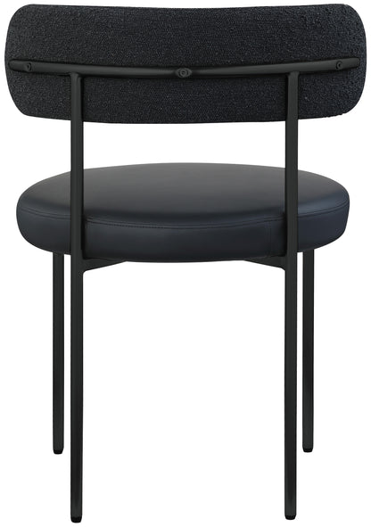 Maui Black Vegan Leather and Boucle Fabric Dining Chair