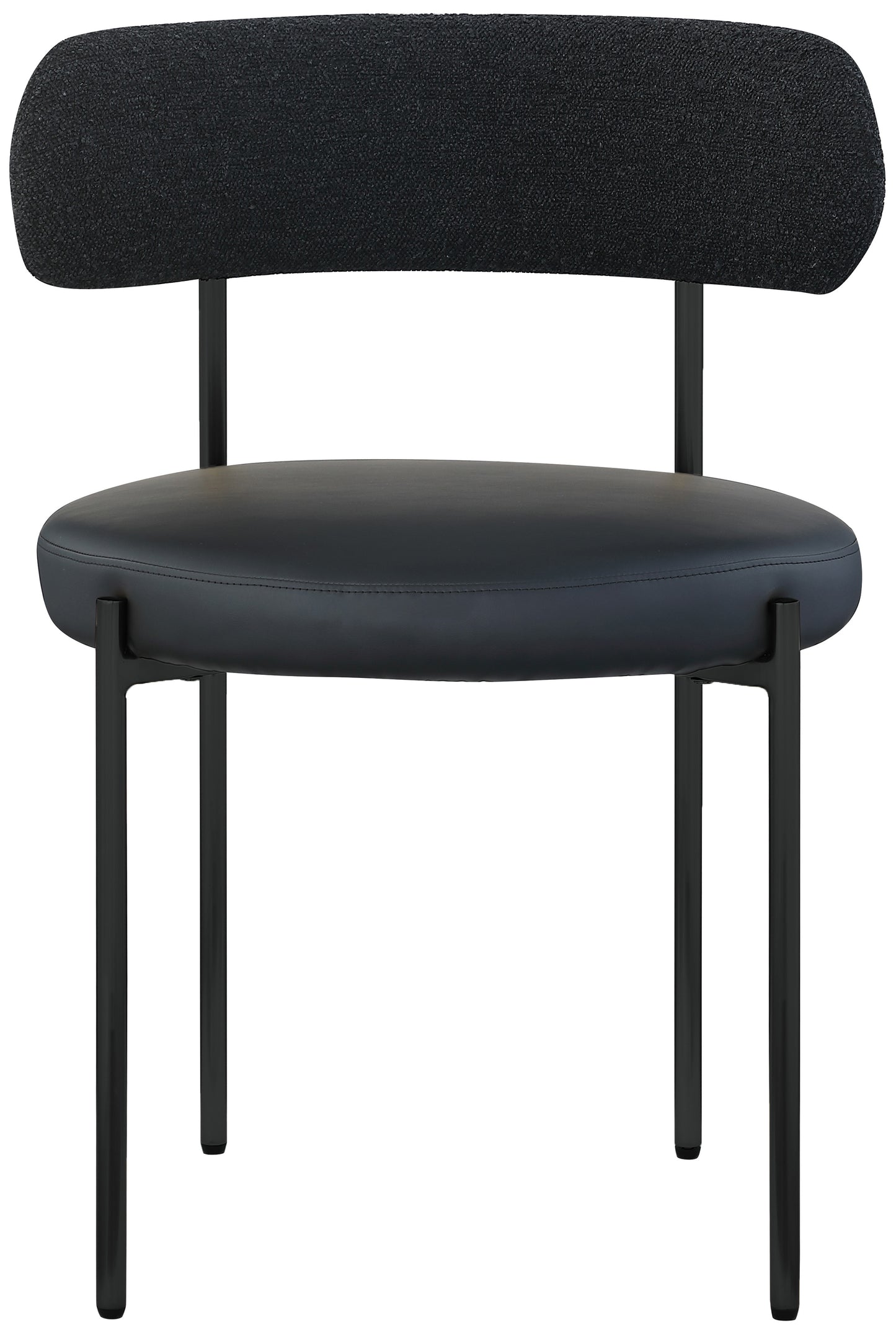 maui black vegan leather and boucle fabric dining chair